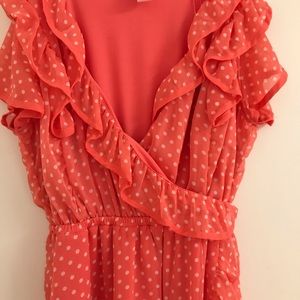 Orange/white polka dot chiffon dress